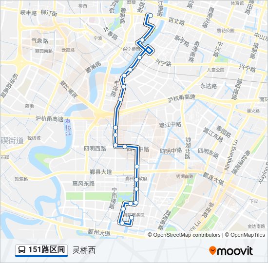 公交151区间路的线路图