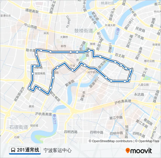 公交201通宵路的线路图