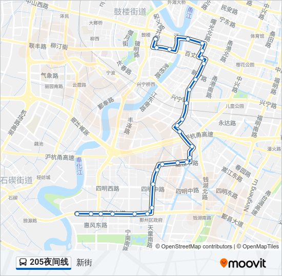 205夜间线 Bus Line Map