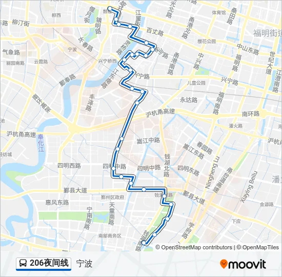206夜间线 Bus Line Map