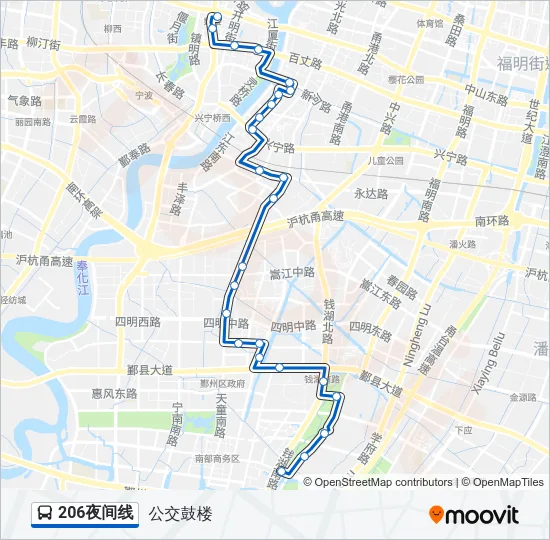 206夜间线 Bus Line Map