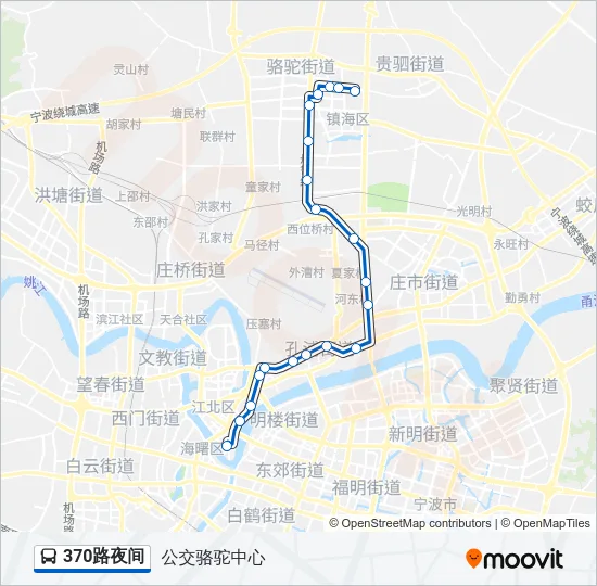 公交370夜间路的线路图