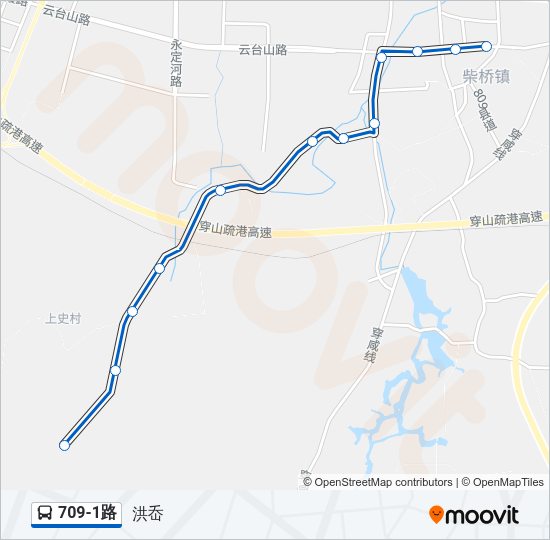 709-1路 Bus Line Map