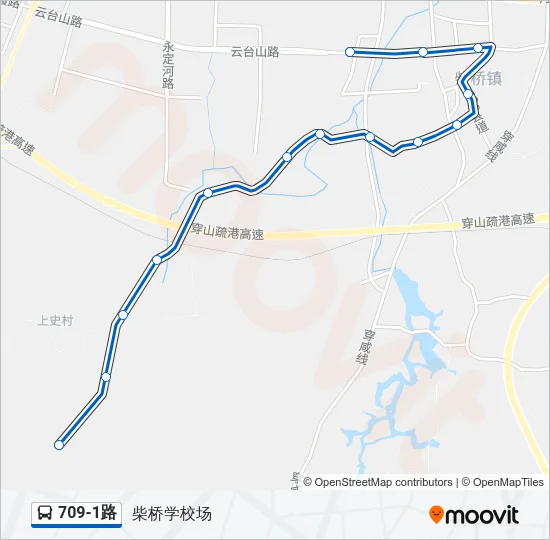 公交709-1路的线路图