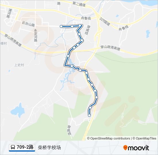 公交709-2路的线路图