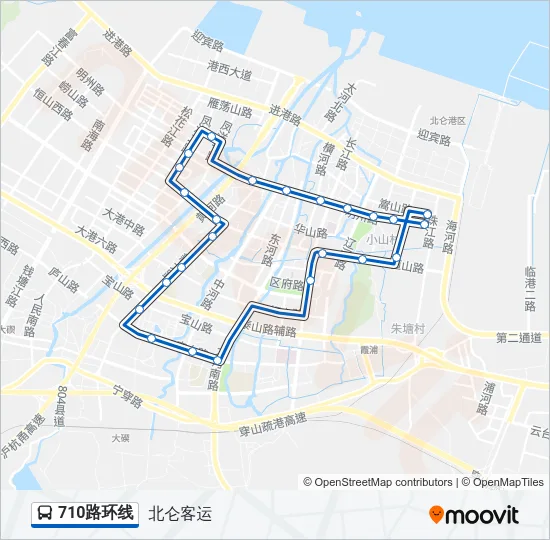公交710环线路的线路图