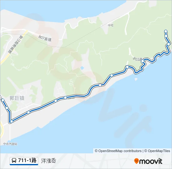 公交711-1路的线路图
