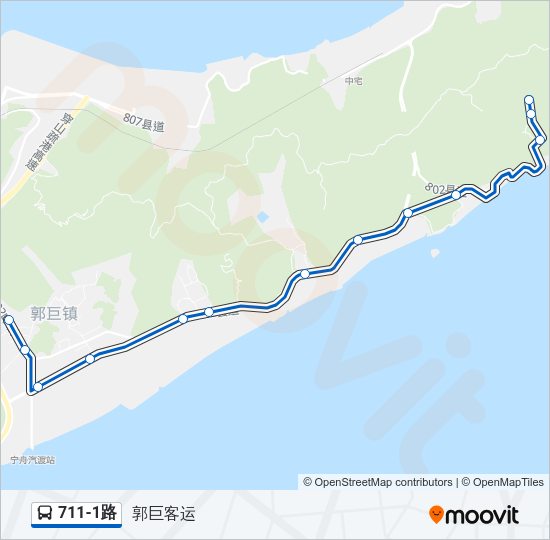 公交711-1路的线路图