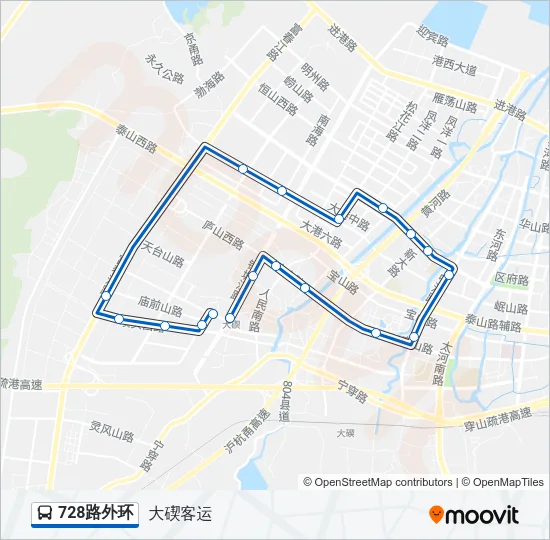 公交728外环路的线路图
