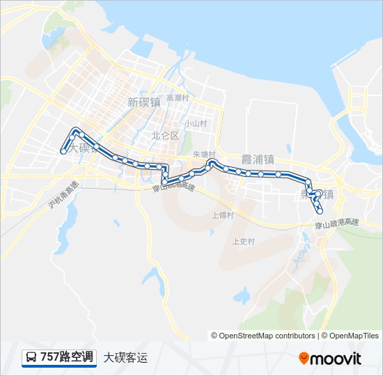 公交757空调路的线路图