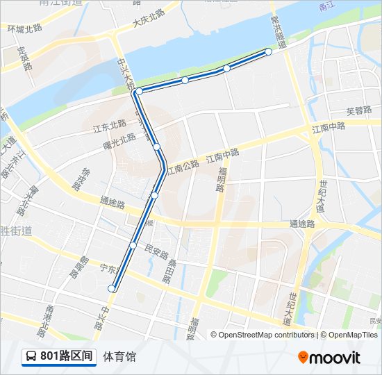 公交801区间路的线路图