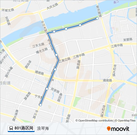 公交801区间路的线路图
