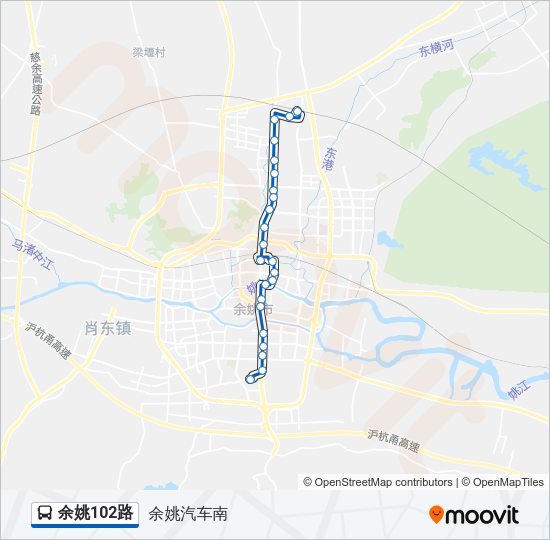 餘姚102路路線:日程,站點和地圖-餘姚汽車南