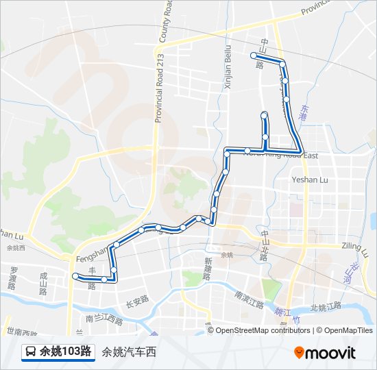 余姚103路 Bus Line Map