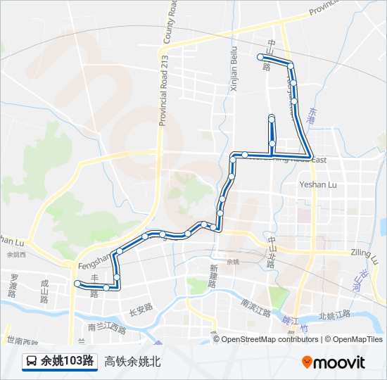 公交余姚103路的线路图