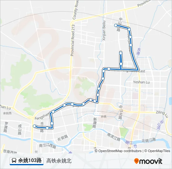 余姚103路 Bus Line Map