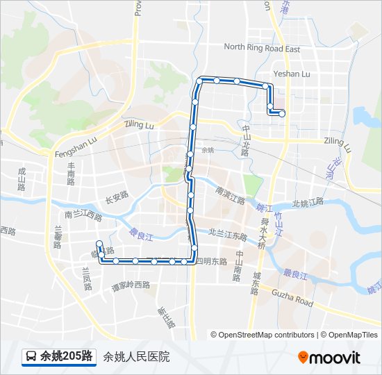 余姚205路 Bus Line Map