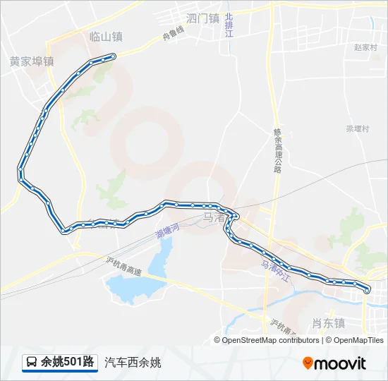 余姚501路 Bus Line Map