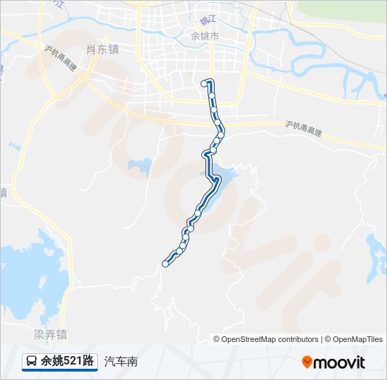 余姚521路 Bus Line Map