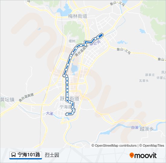 公交宁海101路的线路图