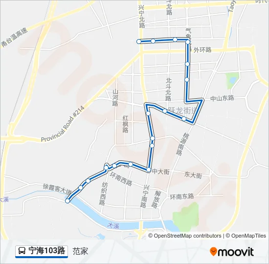宁海103路 Bus Line Map