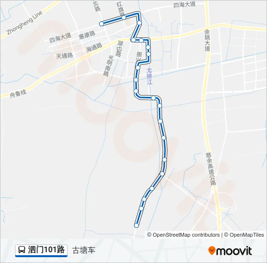 公交泗门101路的线路图