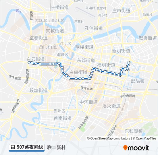 公交507夜间线路的线路图