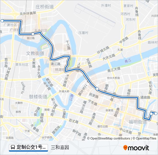 公交定制公交1号路的线路图