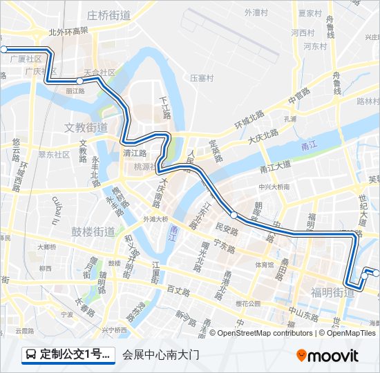 定制公交1号线 Bus Line Map