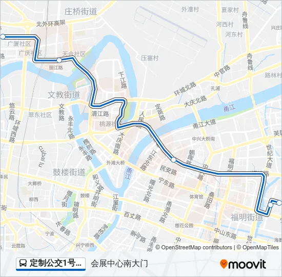 公交定制公交1号路的线路图