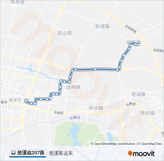 公交慈溪临207路的线路图