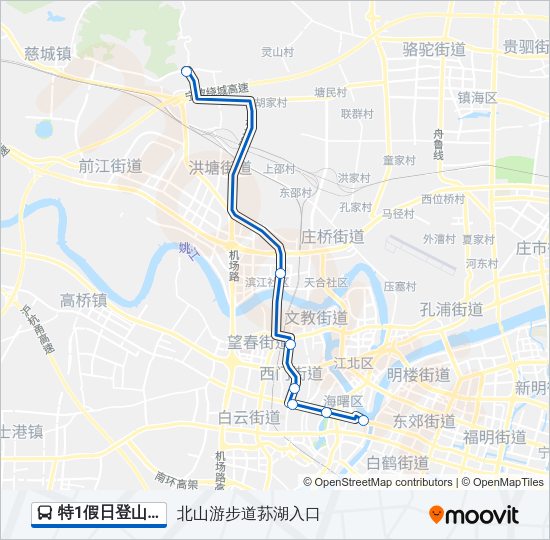 公交特1假日登山路的线路图