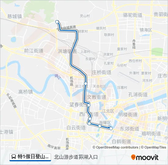 特1假日登山线 Bus Line Map