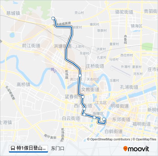 特1假日登山线 Bus Line Map