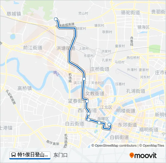 公交特1假日登山路的线路图