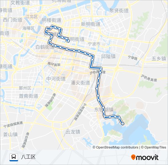 公交901八工区线路的线路图