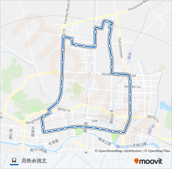 公交余姚302内环路的线路图