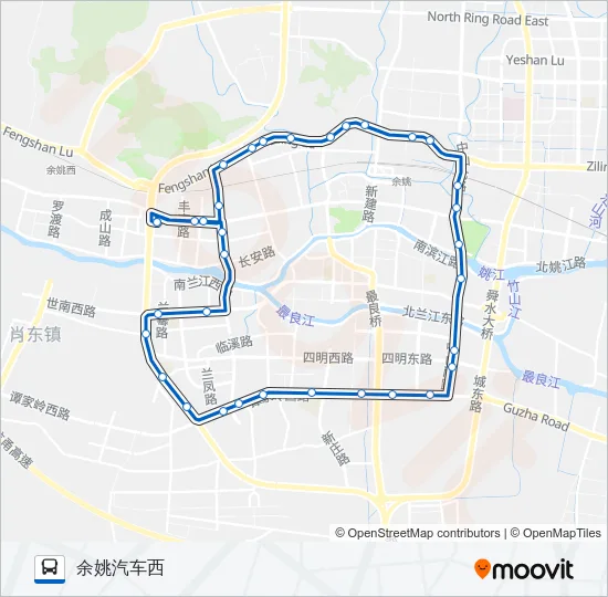 公交余姚303内环路的线路图