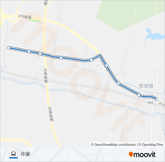 公交慈城专-浦丰线路的线路图