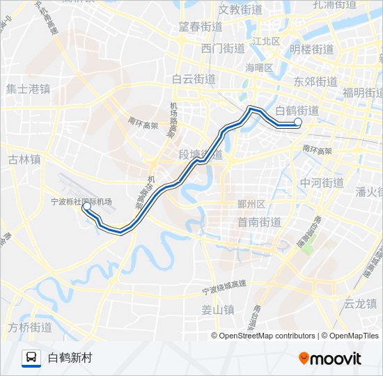 公交机场巴士白鹤新村路的线路图