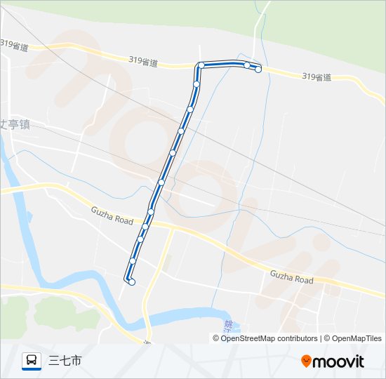 公交余姚602江中支线路的线路图
