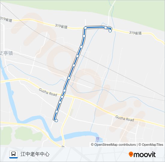 公交余姚602江中支线路的线路图