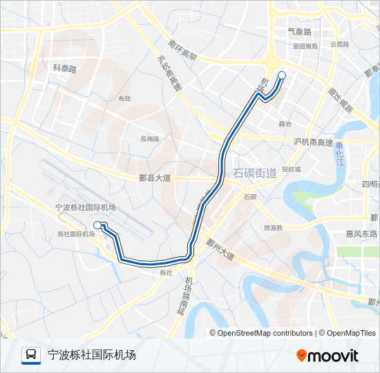 公交空港巴士(宁波客运中心站)路的线路图