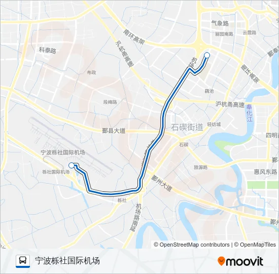 公交空港巴士(宁波客运中心站)路的线路图