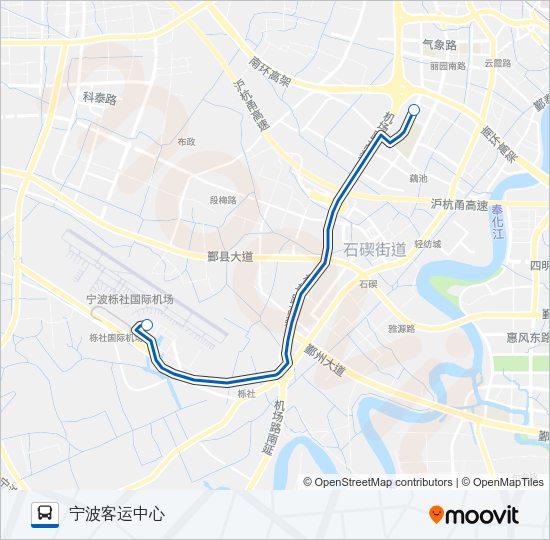 空港巴士(宁波客运中心站) Bus Line Map