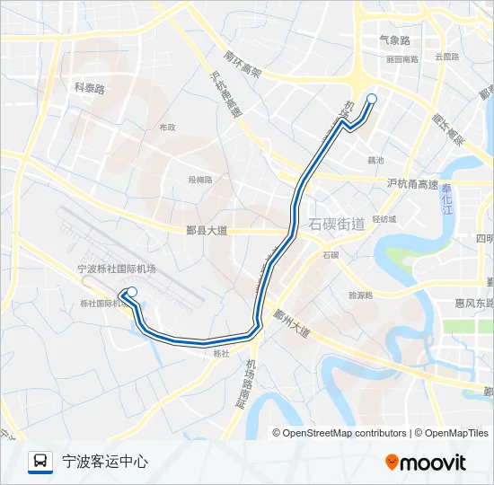 公交空港巴士(宁波客运中心站)路的线路图