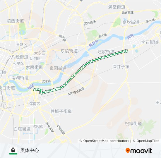 中国 沈阳 沈阳浑南现代有轨电车 有轨电车5号线轻轨有轨电车5号路的