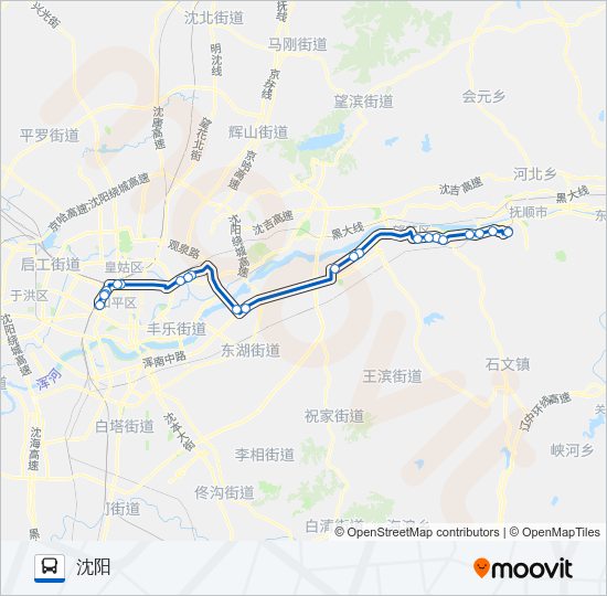 公交沈抚一号路的线路图