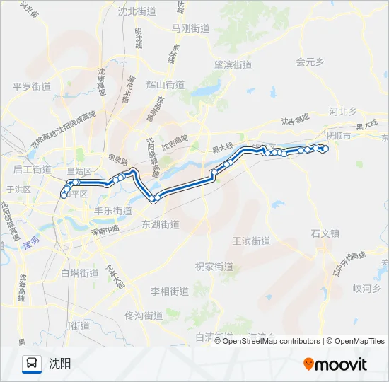 公交沈抚一号路的线路图