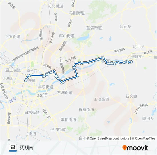 公交沈抚一号路的线路图